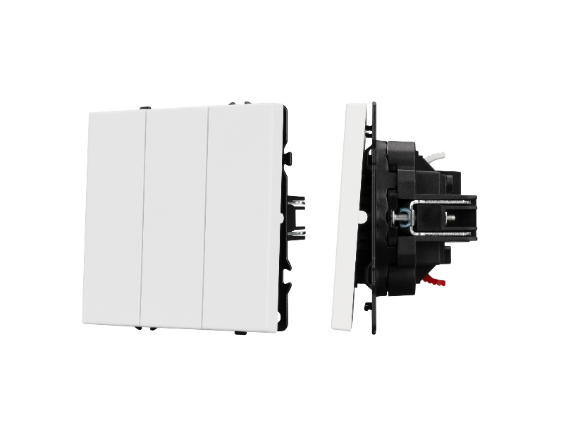 Механизм выключателя трехклавишный непроходной SWT-NOBE-MK03-SFPL-WH (230V, 10A) (Arlight, Белый кварц)