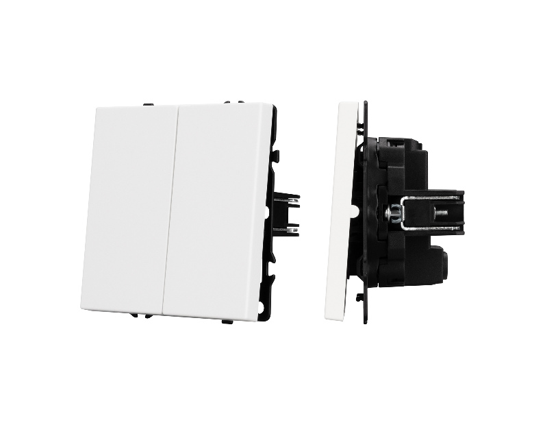 Механизм выключателя двухклавишный перекрёстный SWT-NOBE-MKX2-SFPL-WH (230V, 10A) (Arlight, Белый кварц)