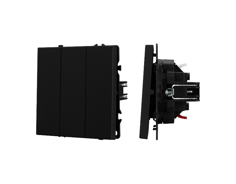 Механизм выключателя трехклавишный непроходной SWT-NOBE-MK03-SFPL-BK (230V, 10A) (Arlight, Черный оникс)