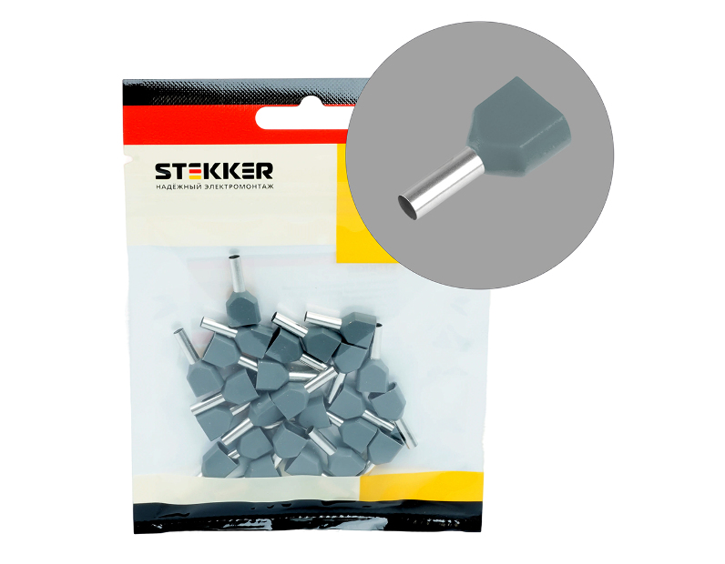 LD406-0508 Наконечник штыревой втулочный изолированный НШВИ(2) 0,5-8 (DIY упаковка 25 шт)