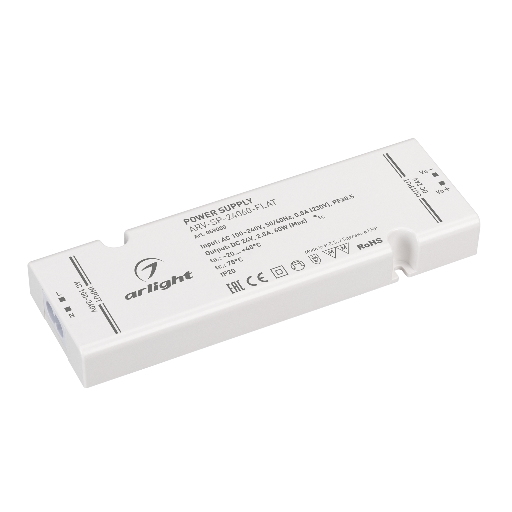 Блок питания ARV-SP-24060-FLAT (24V, 2.5A, 60W) (Arlight, IP20 Пластик, 5 лет) 059050