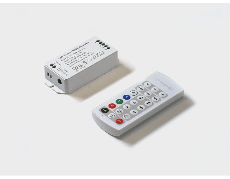 Контроллер RGBW, 2.4G с пультом, 21 кноп., DC12/24V, <16A(MAX), SW-RGBW-2.4G-16A