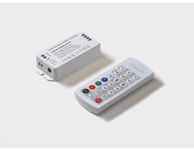 Контроллер RGB, 2.4G с пультом, 21 кноп., DC12/24V, <16A(MAX), SW-RGB-2.4G-16A
